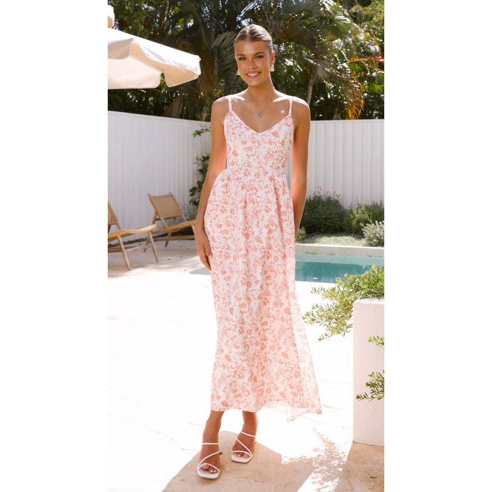 Damenkleider S-XL Damen V-Ausschnitt Neckholderkleider Strandurlaubskleider Schwingkleider