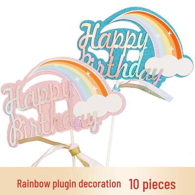 Rainbow Birthday Cake Toppers - Colorful Party Decorations & Dessert Table Accessories