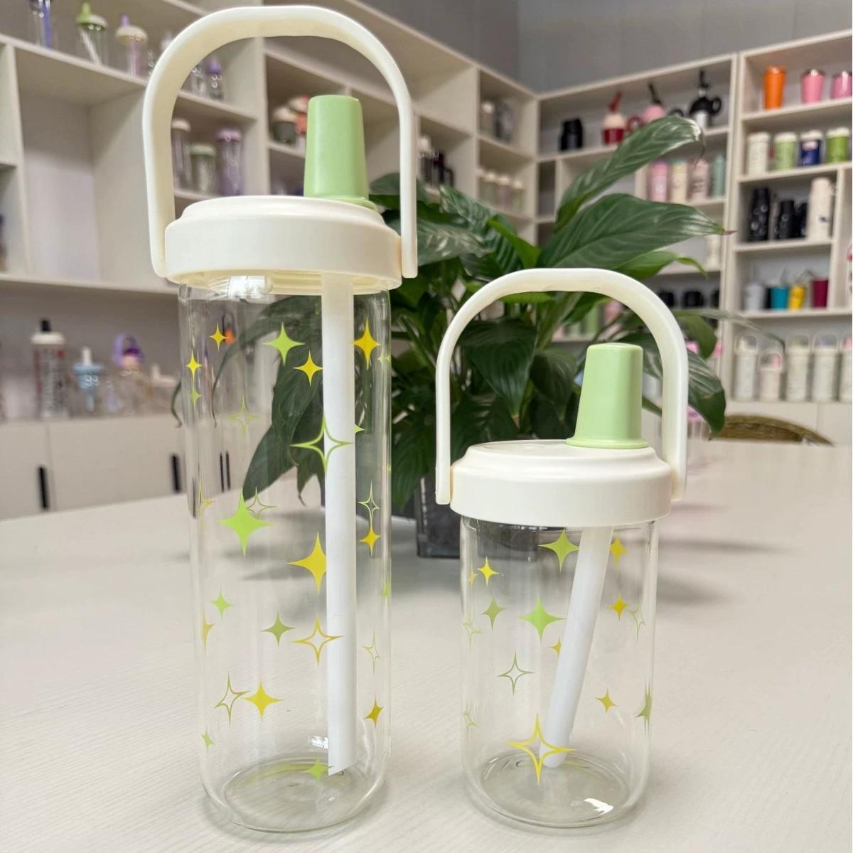 

Cute Plastic Straw Water Bottle With Lid Large Capacity Leak Proof Coffee Juice Cups Boba Pearl Milk Tea Drinks Water Cup 500ml