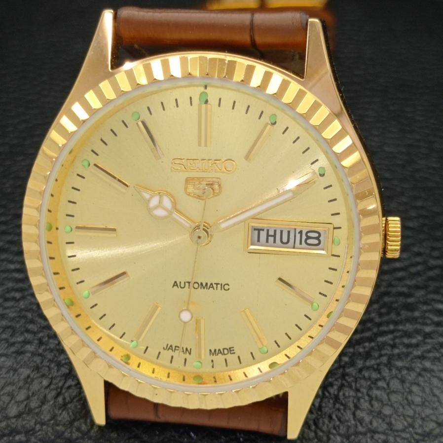 REACONDICIONADO VINTAGE SEIKO 5 AUTOMÁTICO 6309A JAPÓN PARA HOMBRE ESFERA DORADA RELOJ a425918-2