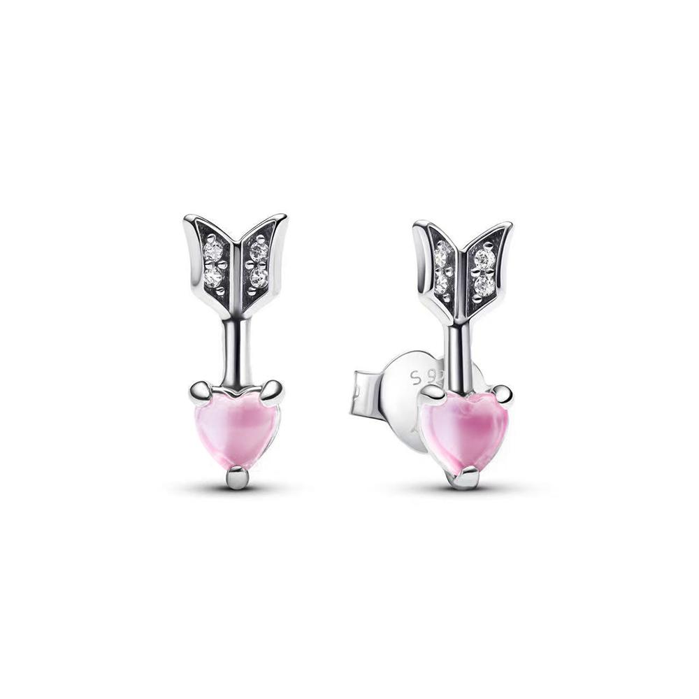925 Silver Cute Shiny Stud Earring Bow Flower Unicorn Heart Shell Feather Fit Fashion Fine Jewelry Gift for Women