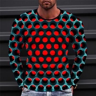 Graphic Geometic Fashion Designer Casual Men's 3D Print T Shirt Tee Sports Outdoor Holiday Going Out T Shirt  Long Sleeve Crew Neck Shirt