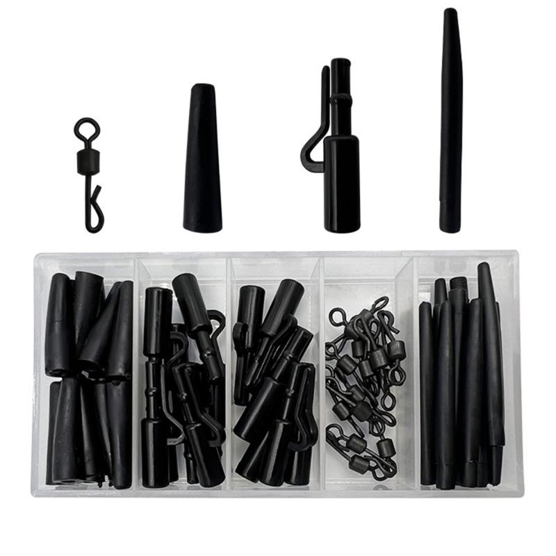 60Pcs Fishing Tackle Tool Set Including Carp Clip Change Swivels Anti-Tangles Sleeves Carp Fishing Tackle Box Set 1