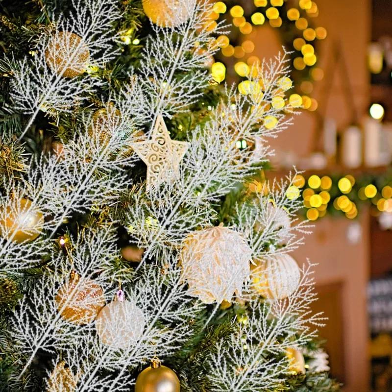 Christmas Artificial Pine Stems White Pine Branches Fake Plants DIY Xmas Tree Wreath New Year Party Gifts Table Decoration