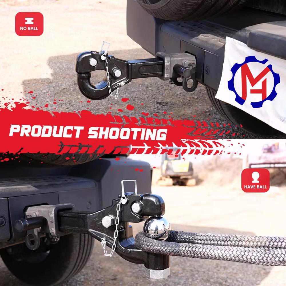 Car Modification Trailer Hook Arm Tiger Head Rogue Hook Adapter Trailer Square Mouth Seat Towing Hook Battle Axe Hook Rear of Th