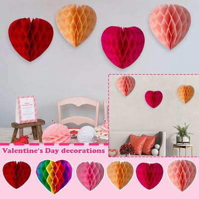 30cm Valentine's Day Party Decoration Heart-shaped Honeycomb Ball Hanging Ornament