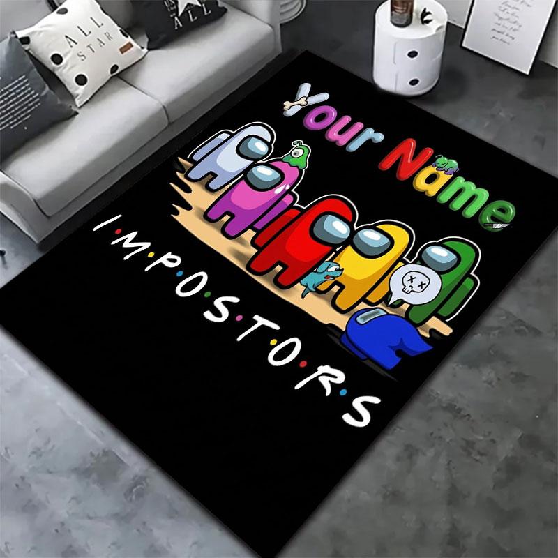 Among Us Custom Name Carpet Rug for Living Room Bedroom Home Sofa Decoration,Kids play Non-slip Floor Mat