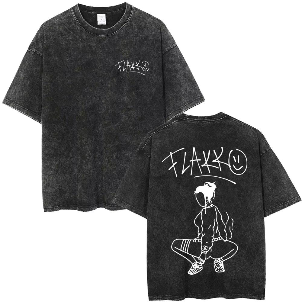 Limited Rapper Rels B Skinny Flakko Washed Vintage T Shirt Summer Clothing Hip Hop Oversized Street Crewneck T Shirt Unisex