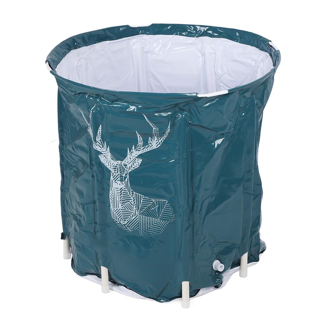 Folding Spa Bath Tub 80L Large Capacity PVC Portable Foldable Soaking Bath Tub with Bracket for