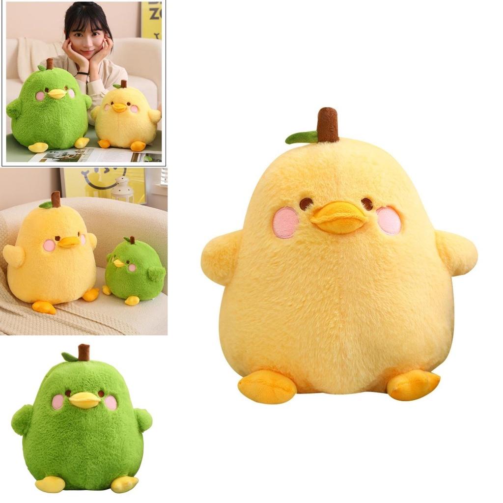 Funny Duck-shaped Plush Toy Pillow For Stress Relief Yellow And Green Pear Duck Design 20cm/30cm/40cm