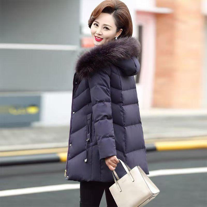 Chaqueta acolchada de longitud media para mujer de otoño e invierno, chaqueta acolchada de moda para personas de mediana edad y ancianos