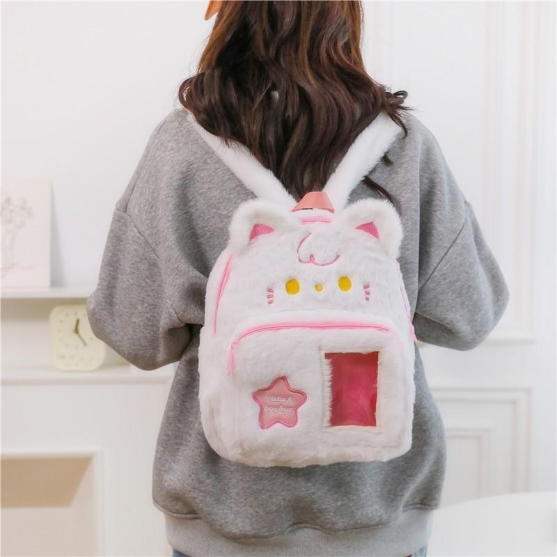 Cute Animal Plush Backpack With Nylon Material For Casual Travel And Light Load