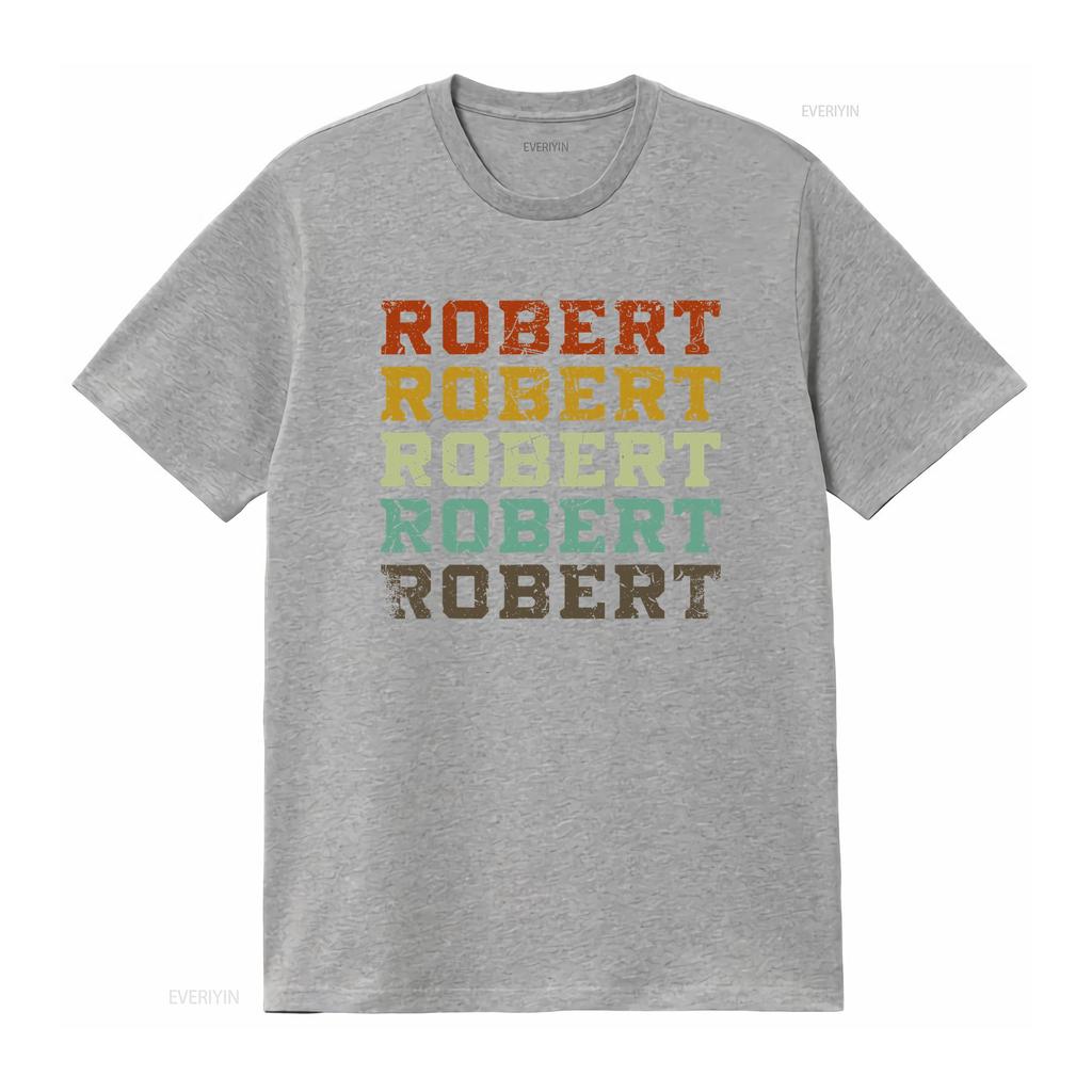 First Name Robert Retro Pattern Vintage Grunge Style Ladies Crewneck T Shirt Vintage Washed Versatile Streetwear Comfortable