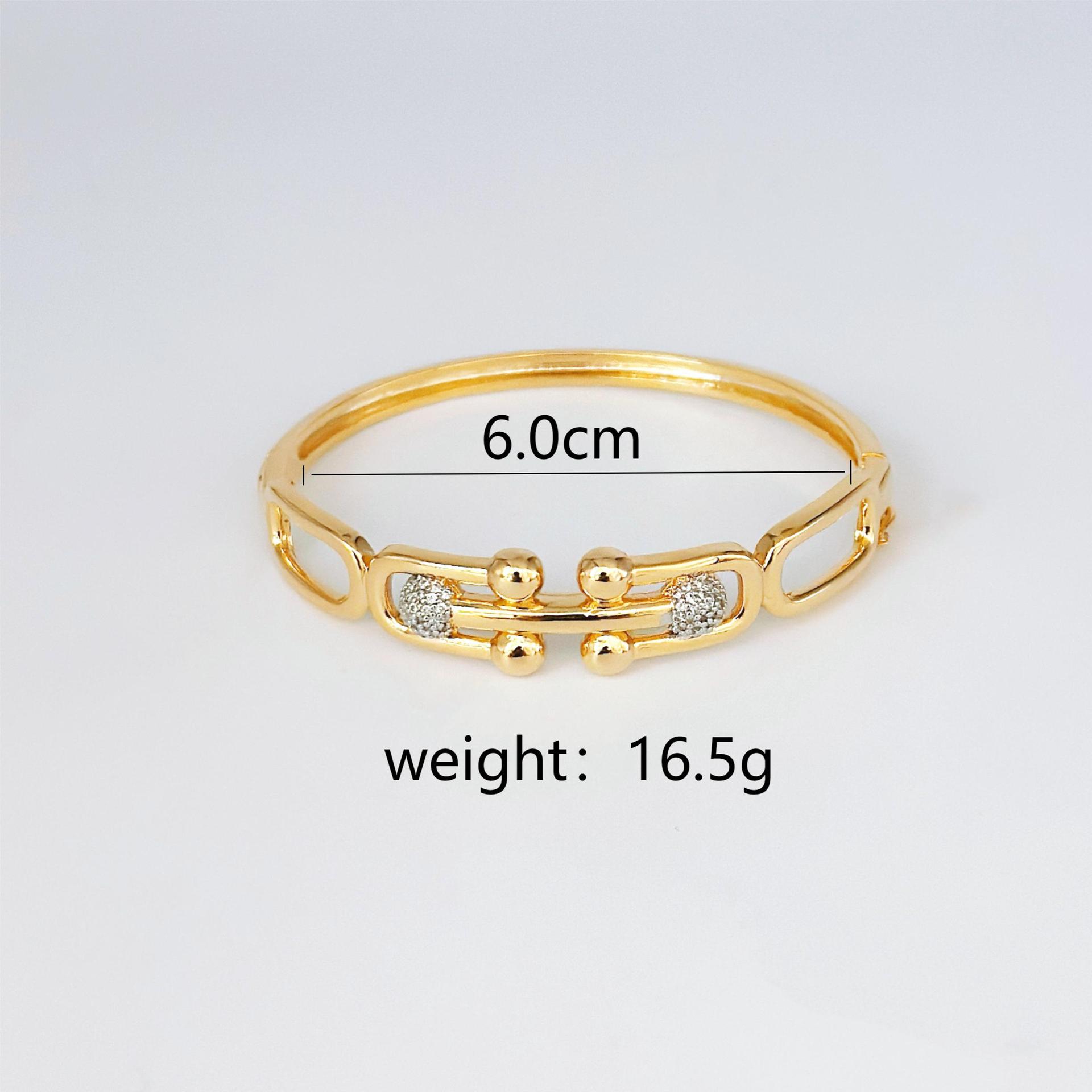 

Hot Selling Fashion Bracelet Zircon Small Ball Horseshoe Bracelet Wind Plated Gold Personality Bracelet
