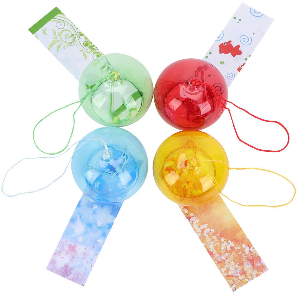 Didiseaon Set of 4 Glass Wind Hanging Balcony Wind Window Home Stylish Japanese Great Gift Idea Japanese-Style Chimes, Chimes, Decorations, Decor,