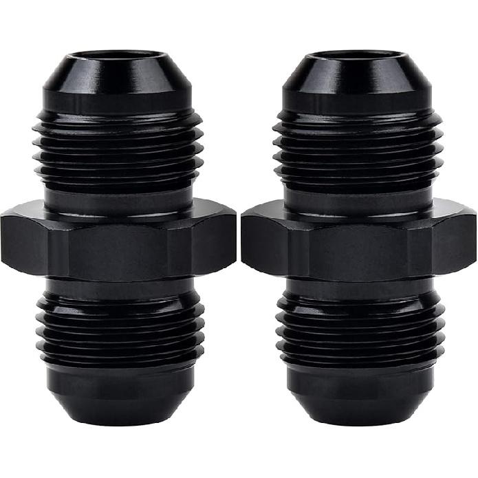 EVIL ENERGY 6AN Male to Male Flare Coupler Union Straight Fuel Hose Adapter Fitting Black 2PCS