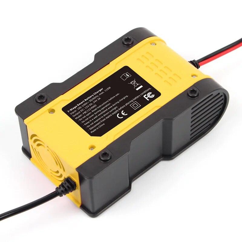 12V 24V nabíječka autobaterií 12V 6A nabíječka baterií údržba 7stupňové nabíjení autobaterie