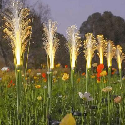 LED Solar Garden Reed Lamp Bulrush Flower Simulation Outdoor Waterproof Lawn Light Luminous Optical Fiber Path Lighting Decor