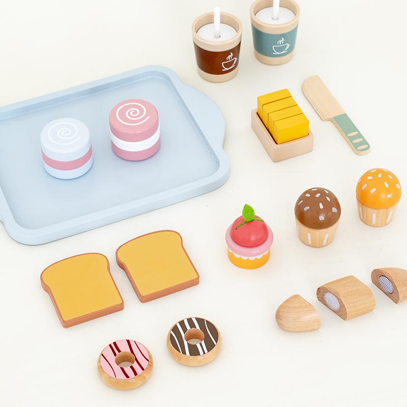 Children's breakfast toy ins simulation home kitchen Western breakfast baking set building block game