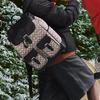 New COACH Frankie Fabric Cow Leather Patchwork Drawstring Bag Backpack Large Size Men's Gray & Black CE476-UW5