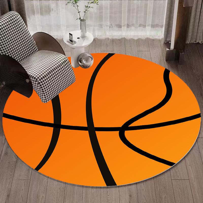Rond Basketbal Voetbal Antislip Wasbaar Kleed voor Slaapkamer Woonkamer Sport Decoratie voor Kinderen Sportfans Woondecoratie 120X120CM