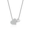 925 Sterling Silver Stylish Sweet Double Love Zircon Necklace Birthday Party Anniversary Gift