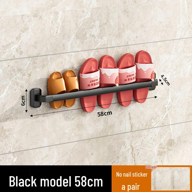 Wall-Mounted Luxury Slipper Rack: Punch-Free Bathroom Shoe Draining Storage Solution