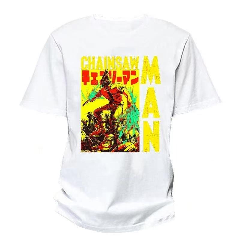 """2025 Sommer und Herbst Kettensägenmann Japanischer Manga bedrucktes T-Shirt lockeres Outdoor-Kurzarm-Oberteil für Herren und Damen."""