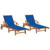 Sun Loungers Set of 2 with Cushions Solid Acacia Wood
