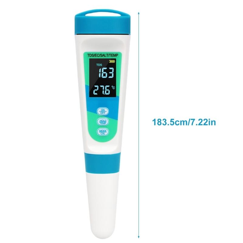 4 In 1 Salinity Meter with  Conductivity Temperature Tester Water Quality Test Pen for Fish Tanks & Swimming Pools