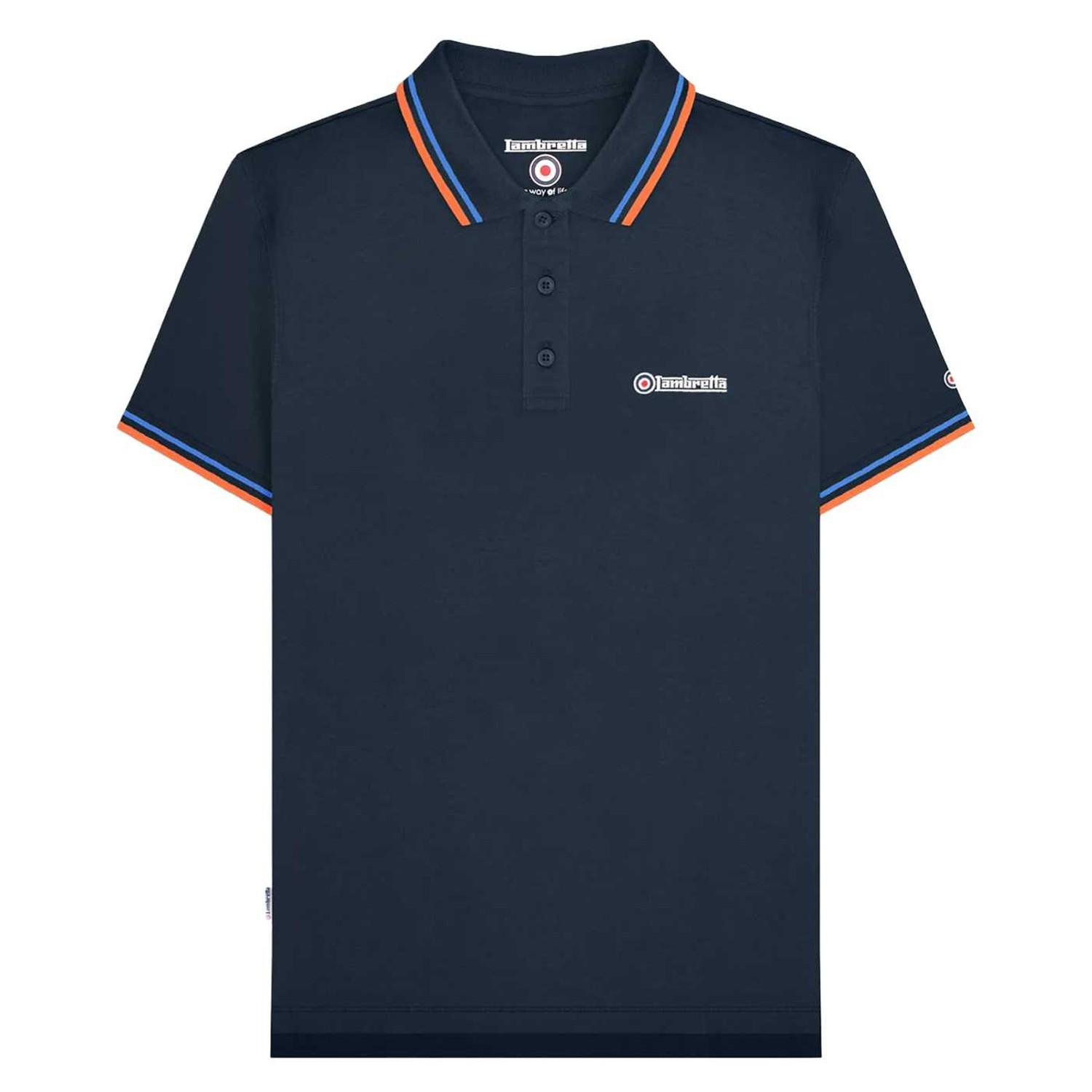 Lambretta Heren SS25 Twin Tip Poloshirt M blauw/Vloot
