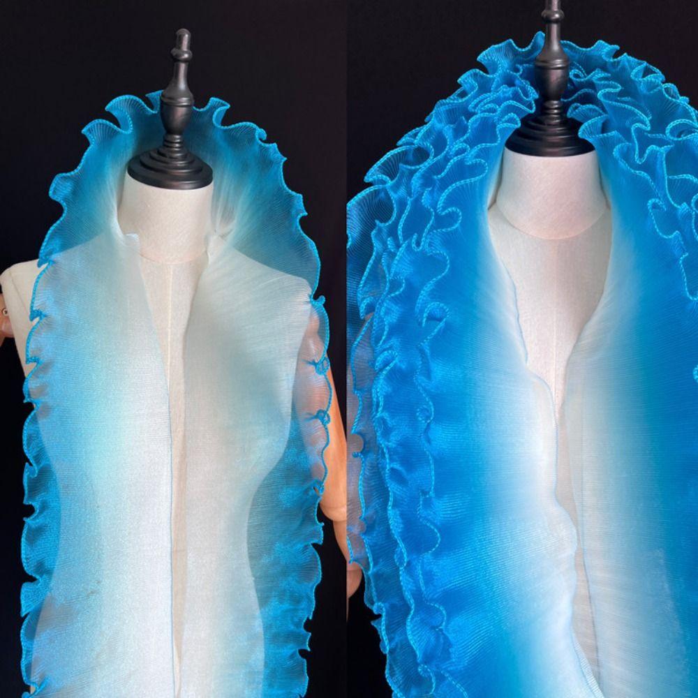 1/2 jarda koronka falbankowa fali tkanina moda gradientowy kolor plisowana siatka organza DIY stylizacja szycie 12 cm szerokości