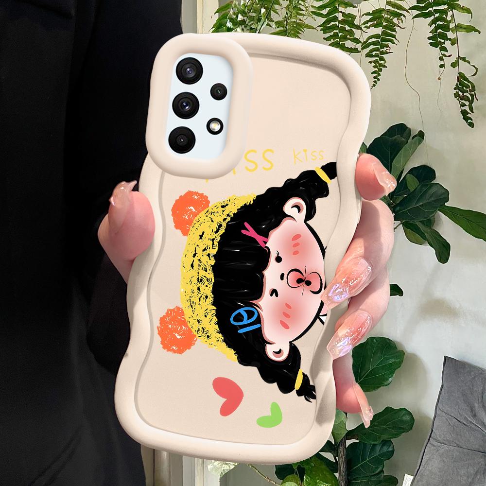 

Окрашенный узор Big Wave Edge Мягкий силиконовый материал Macaron чехол для телефона противоударный защитный резиновый чехол для Samsung Xiaomi Poco Redmi Redmi 14C 5G белый