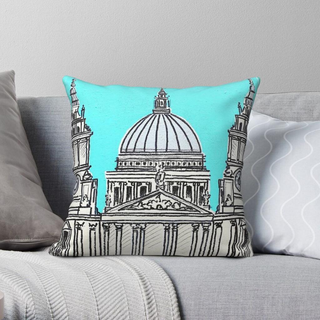 St Pauls Cathedral Square Pillowcase Polyester Linen Velvet Printed Zip Decorative Pillow Case Home Cushion Cover 18"