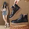 Retro flat-bottomed Martin boots women's new winter velvet warm and comfortable trendy lace-up casual short boots