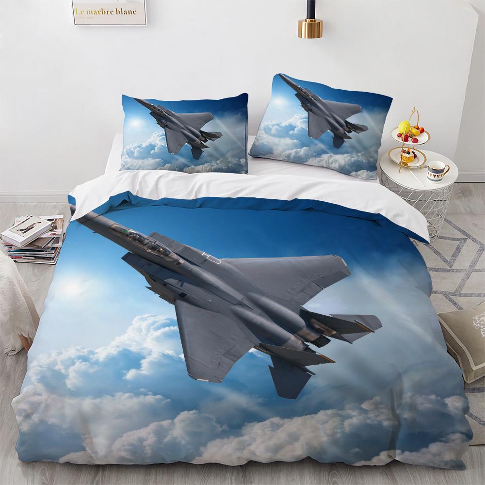 

Пододеяльник с изображением самолета-истребителя для мальчиков, комплект постельного белья из полиэстера с рисунком неба для детей, подростков, мужчин, серый, с принтом самолета, пододеяльник размера King Size 140x210cm 2pcs
