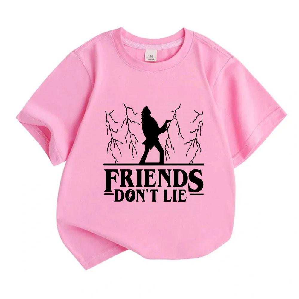 Kids Boys Girls 100% Cotton Crew Neck Short Sleeve T-Shirt, Funny Friends Don't Lie Print Cartoon Casual Summer Soft Lightweight Tees for Children Dai