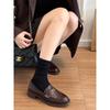 Rindslederversion~ echtes Leder neue dicksohlige Kamelie Ein-Pedal Damen Retro kleine Lederschuhe Einzelne Schuhe
