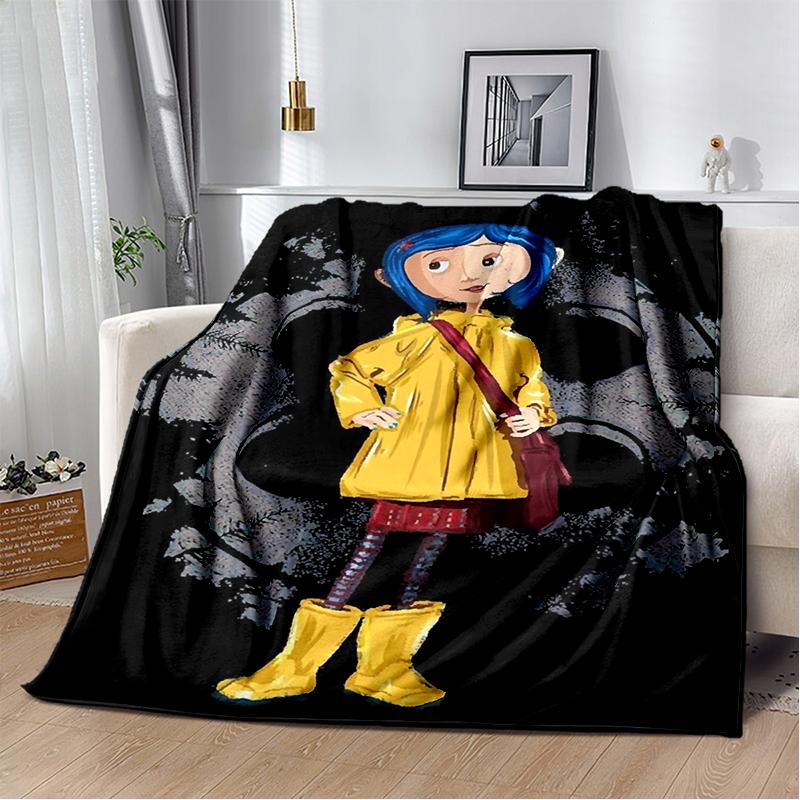New Coraline Horror Cartoon Gift Soft Flannel Blanket,Throw Blanket Comfortable Blanket for Beds Sofa Home Bedroom Kids