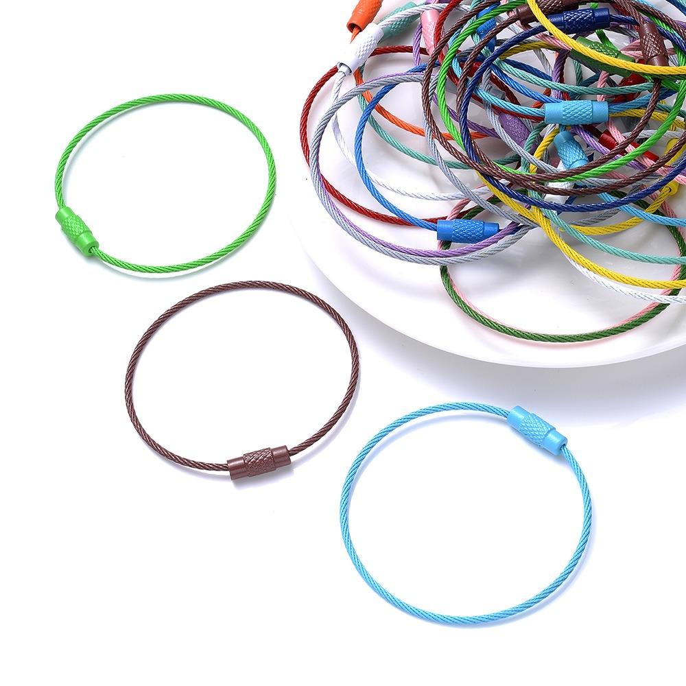 20PCS color paint wire rope 25 colors manufacturer wholesale key ring chain DIY tag cartoon key lanyard accessories