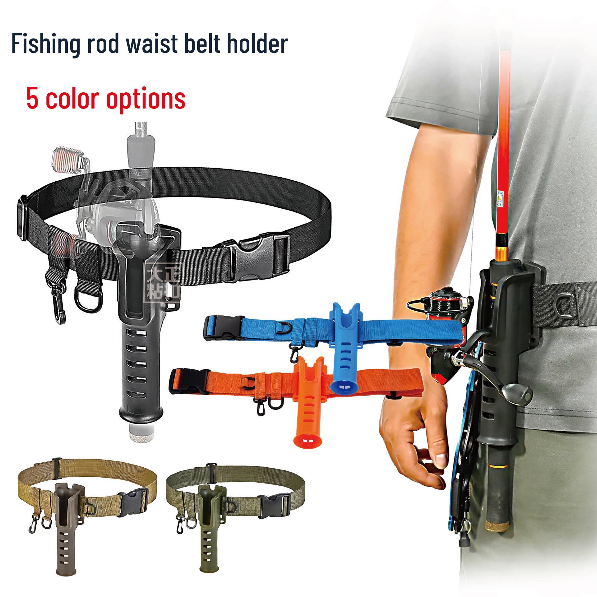 

Fishing Rod Waist Belt Holder: Portable Rock Fishing Tackle & Lure Support. OPP Packaging чорний