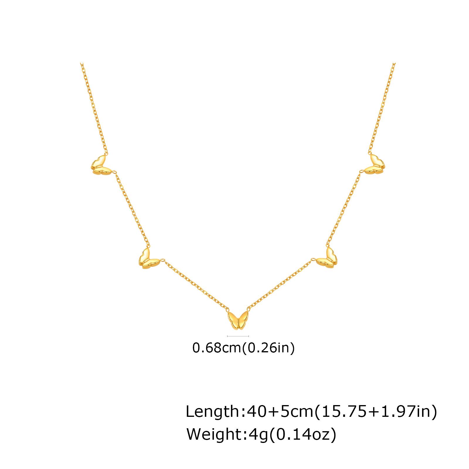 Dainty Butterfly Pendant Necklace for Women, Gold color Stainless Steel Cross Chain Necklace, Elegant Jewelry for Gift Party