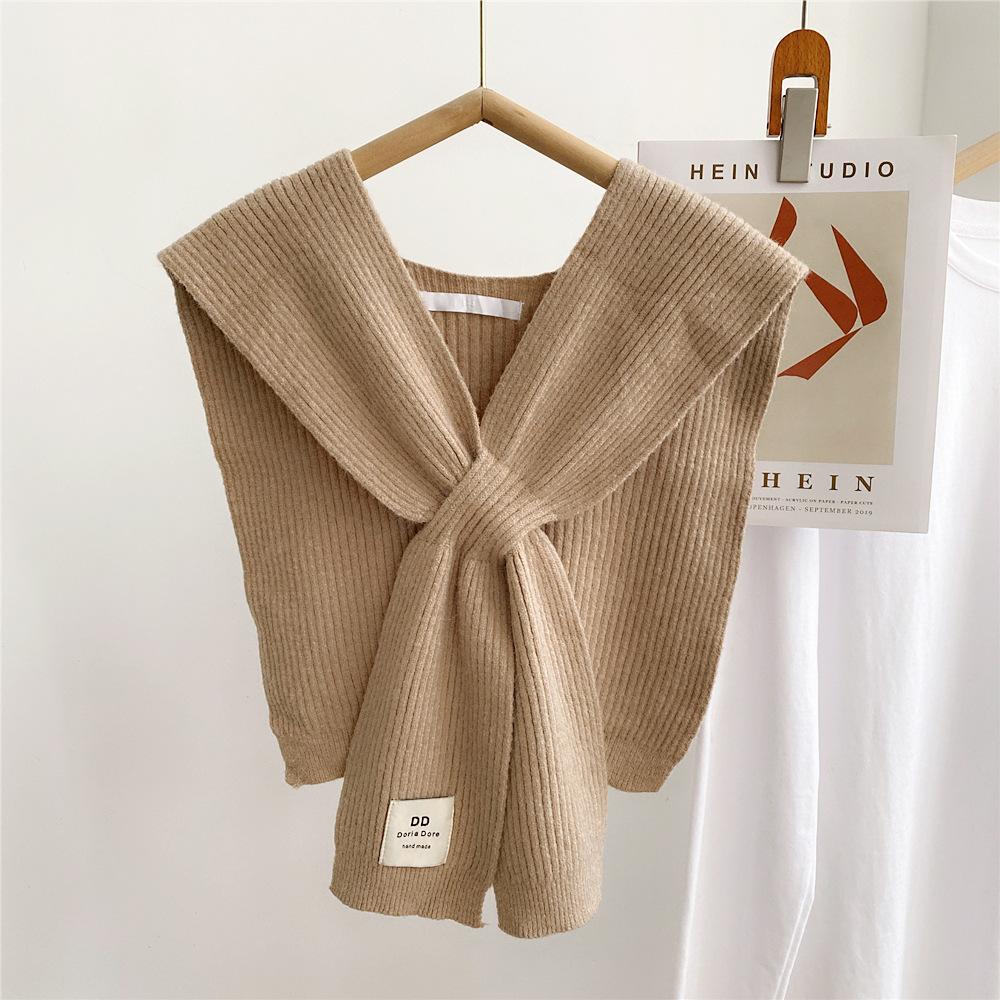 Solid Color Cross Shawl Women's Spring Autumn Shoulder Knit Wool Decorative Scarf