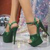 High Quality Patent Leather Platform Sandals Women Sexy Open Toe Buckle Strap Thin High Heels Summer Elegant Wedding PartyShoes