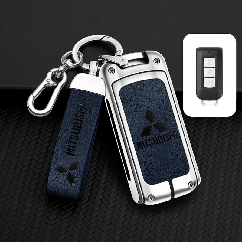 Leder Auto Schlüsselanhänger Hülle Keyless Schale für Mitsubishi Outlander Lancer Eclipse Mirage Xpander ASX Pajero Eclipse Cross Montero
