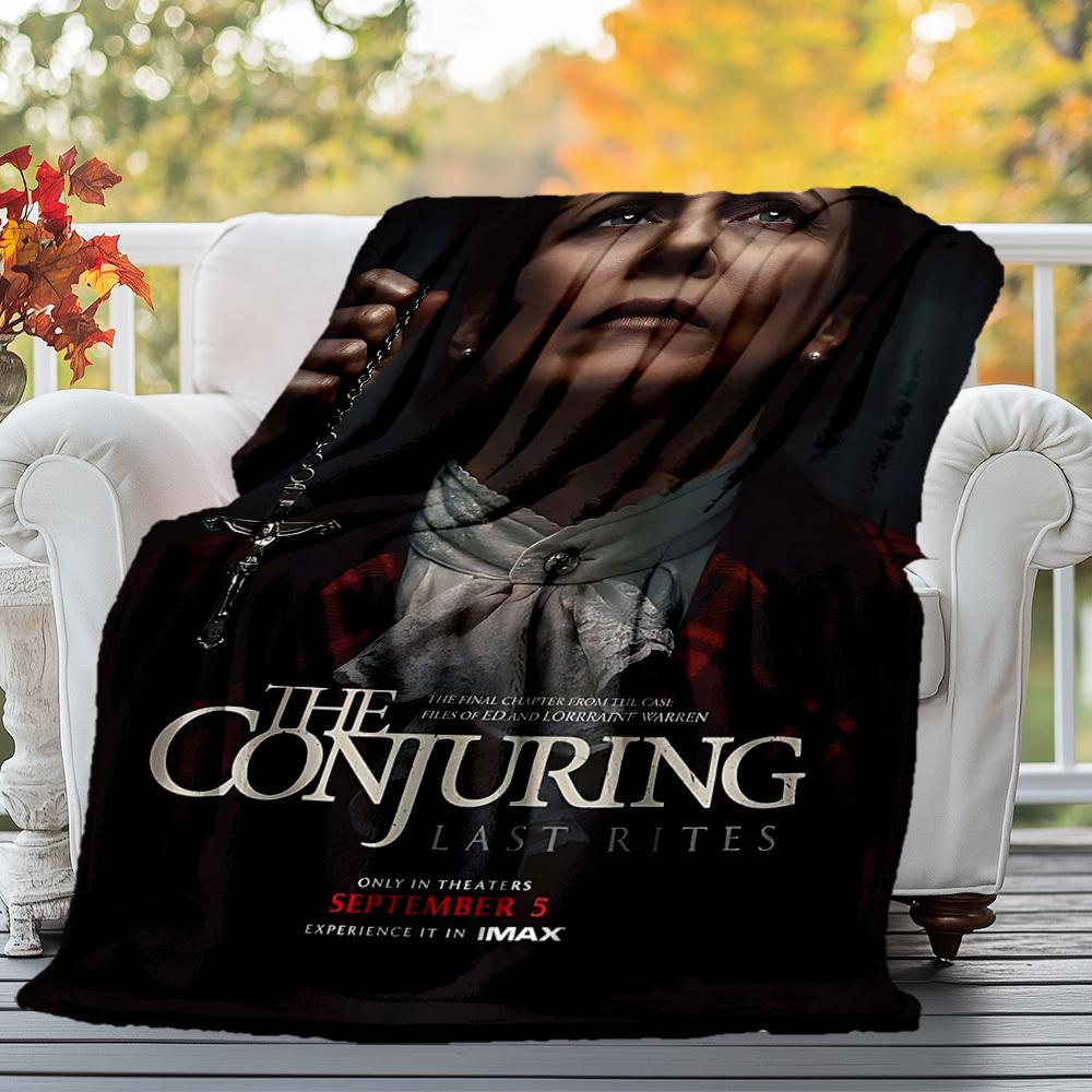 1 szt. CONJURING LAST RITES Koc Flanelowy Zewnętrzny Miękki Pluszowy Wystrój na Pikniki, Kemping, Sypialnię, Pokój Zabaw lub Przerwę na Lunch, Idealny Prezent