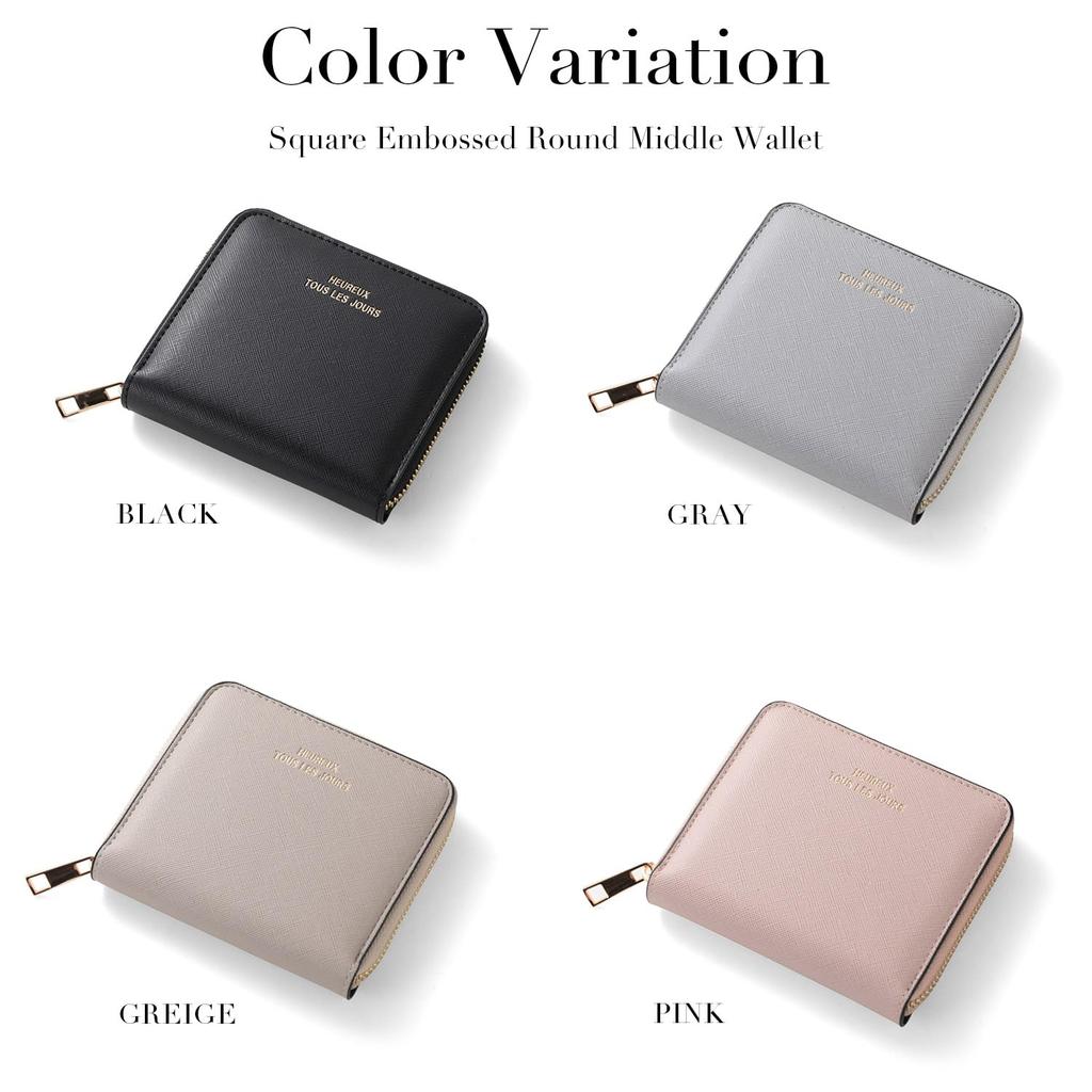 Naru Synthetic Leather Round Zipper Wallet, Bifold Wallet for Women, Compact, Large Capacity, Coin Purse, Card Case, Muted Color, Stylish, Simple,