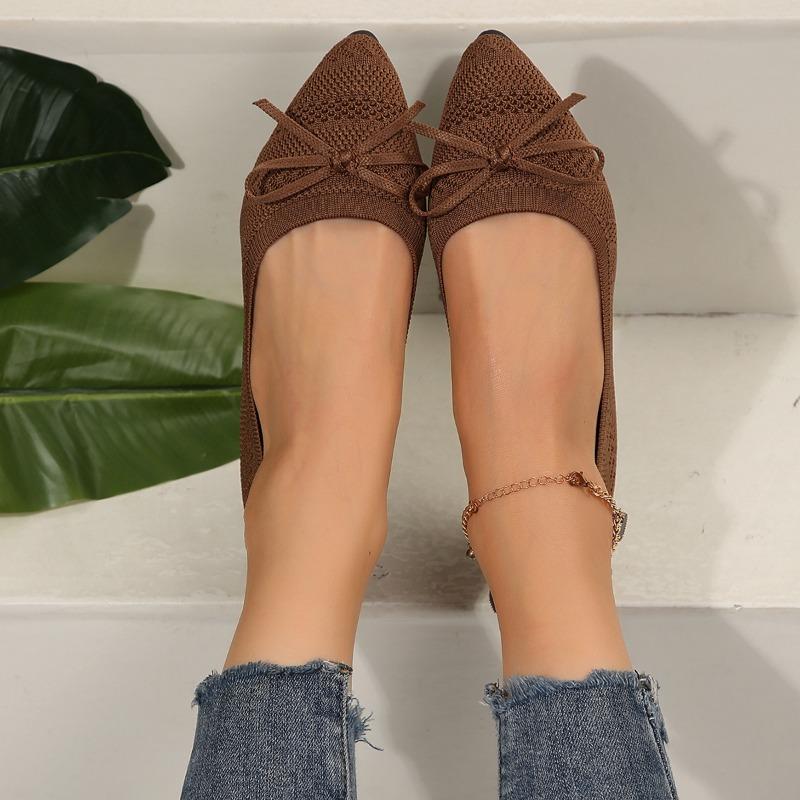 Single Shoes Women's New Doudou Shoes Women's Knitted Flats Shallow Mouth Flying Knitting Shoes Large Size Women's Shoes