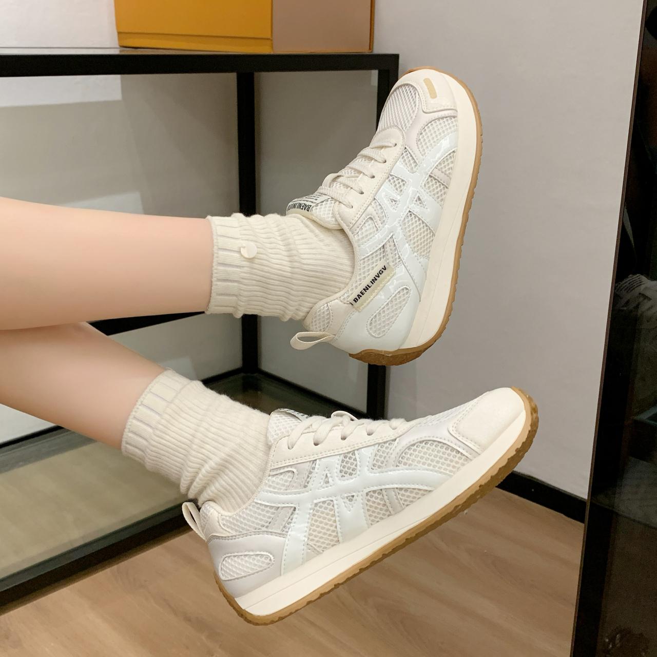 

Women Thick Soled Cross Round Head Thin Fashion Shoes Women Comfortable Breathable Casual Wear-Resistant Shoes De Mujer 35