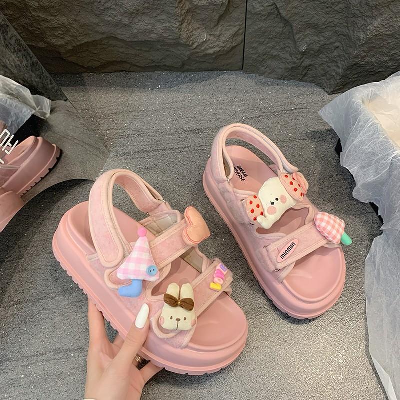 Niedliche Sandalen Damen Sommerbekleidung neue Mode lässig weiche Sohle keine müden Füße dicke Sohle erhöhend römische Strandsandalen